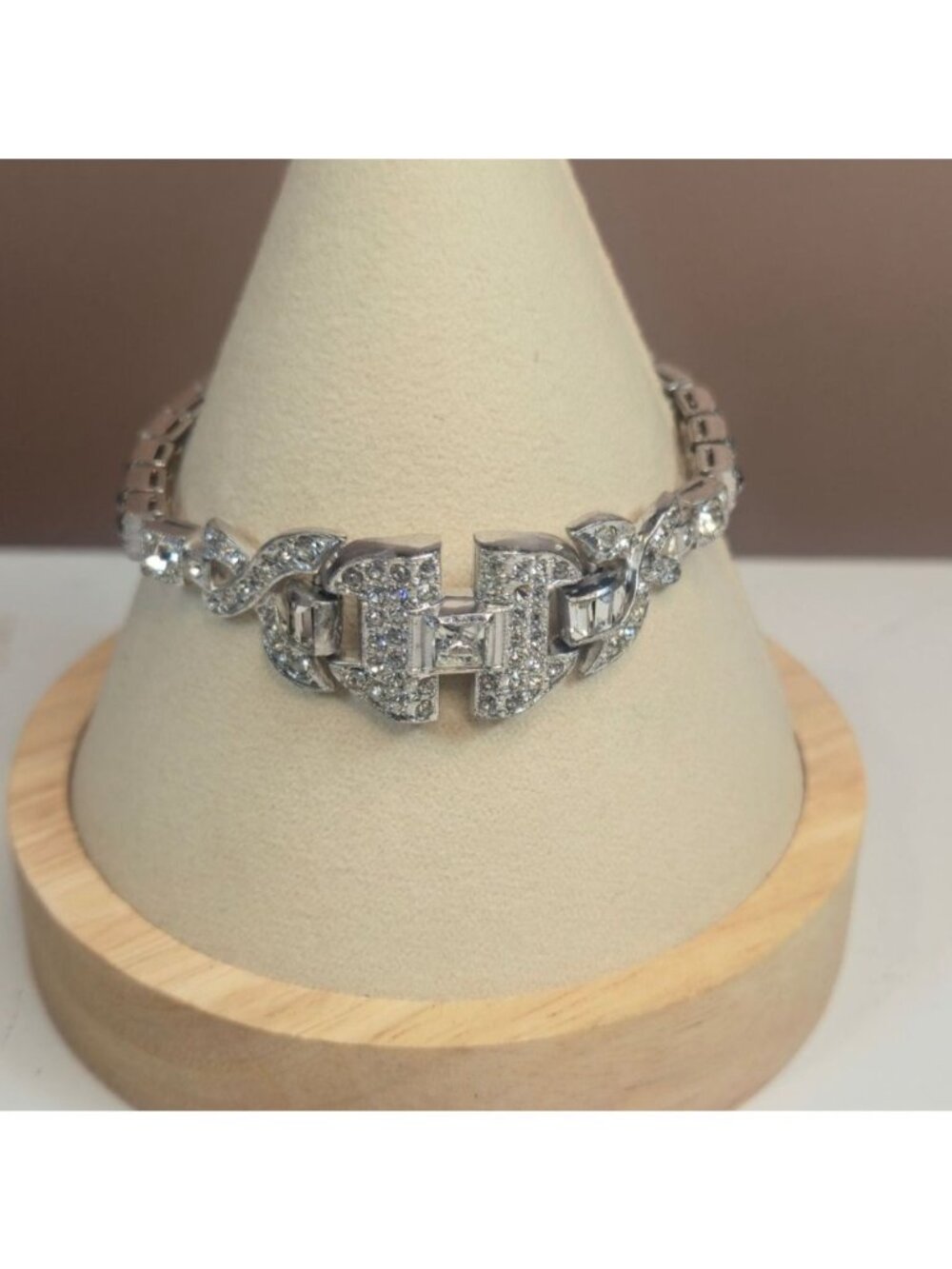Vintage Dorson's Sterling Silver Rhinestone Bracelet 1930s Art Deco Jewelry READ - Picture 2 of 16